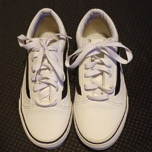 Vans Kids Size 3 White and Black Sneakers